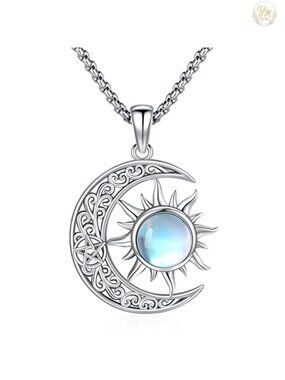 Sterling Silver Pentagram Triple Moon Necklace Celtic Knot Pendant Wiccan